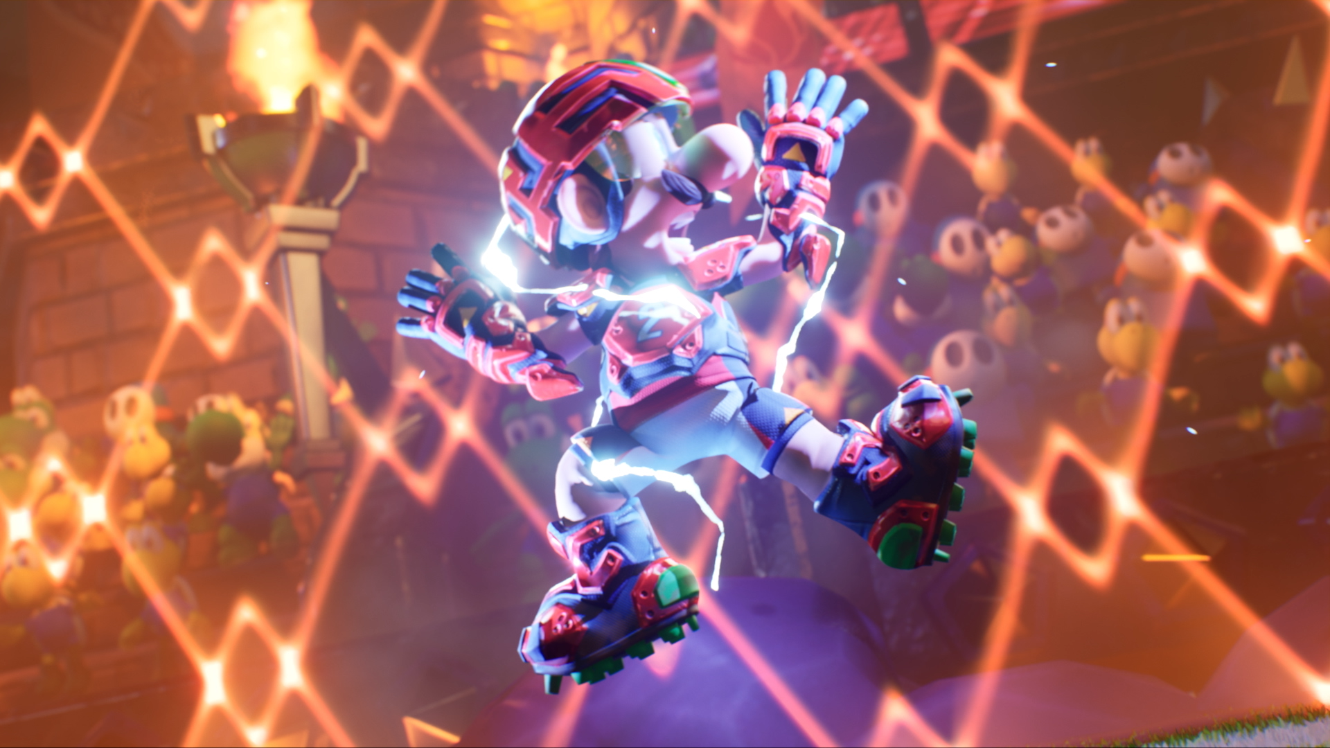 Here's an overview video for Mario Strikers: Battle League showing lots of gameplay